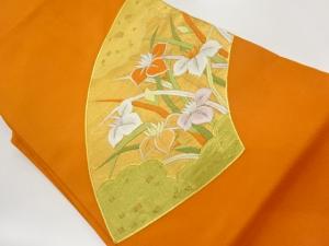 紗 金駒刺繍地紙に菖蒲模様名古屋帯
